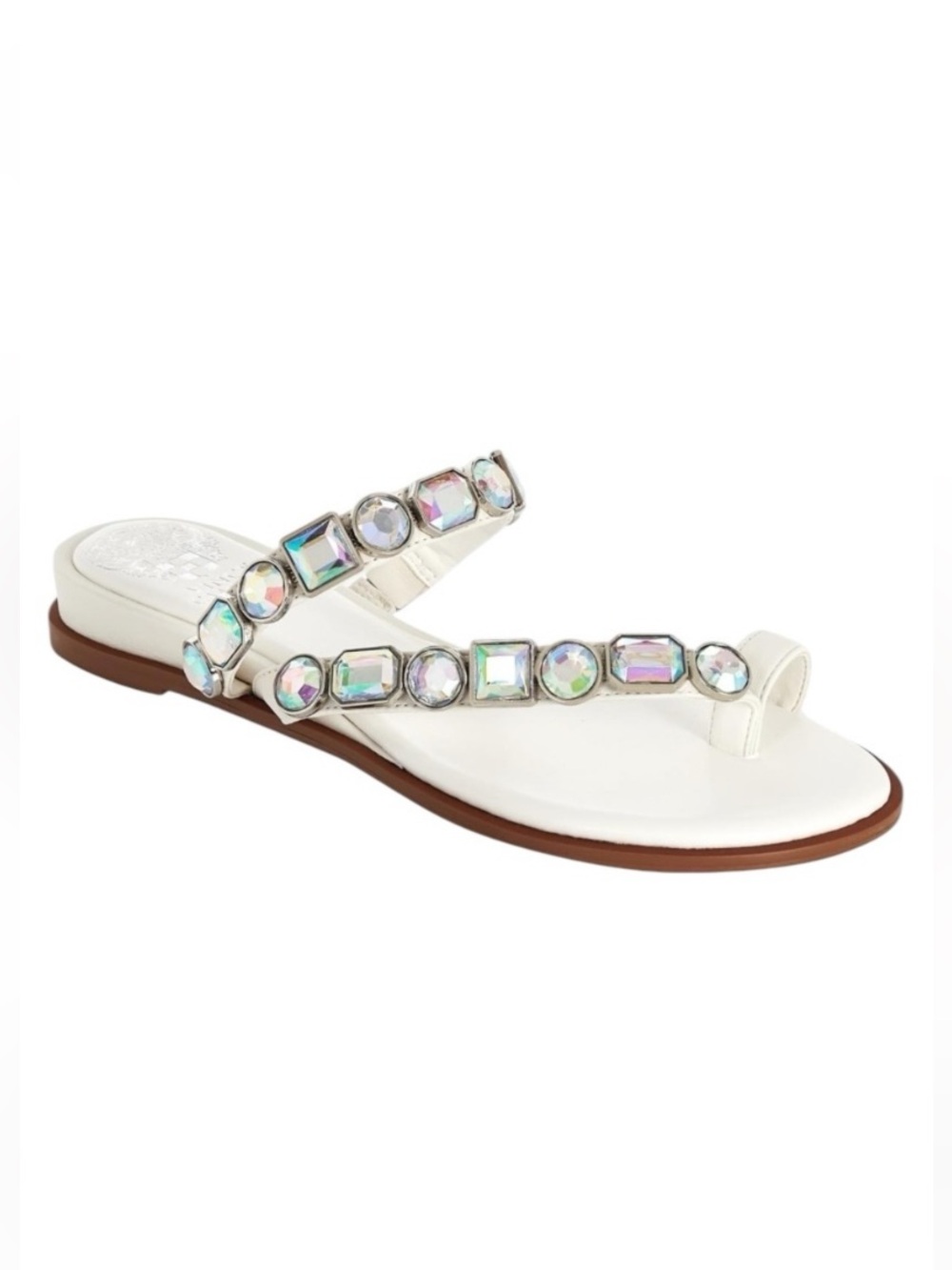 Vince Camuto Women’s Sandals Ambridil White Leathers shoes Toe Loop Sz 10